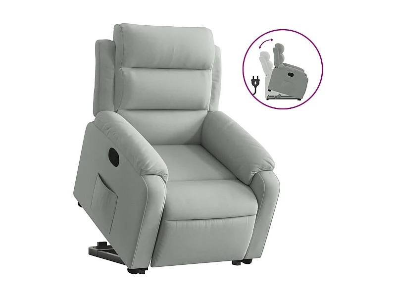 Fauteuil inclinable-Chaise de relax-Fauteuil salon Gris clair Velours SHL3641