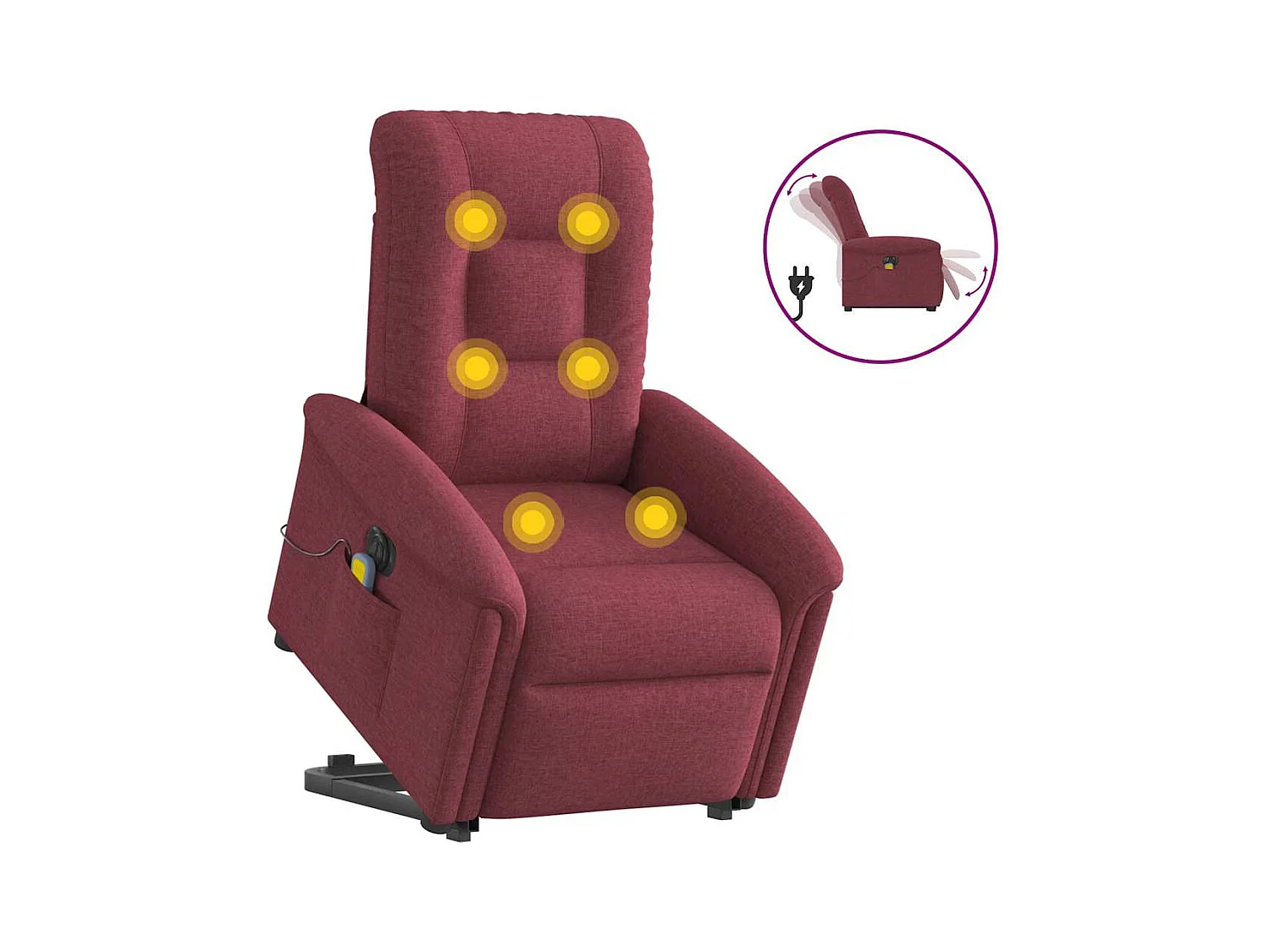 Sillón de salón | Silla | Sillón de masaje eléctrico reclinable elevable tela rojo tinto SHL2346