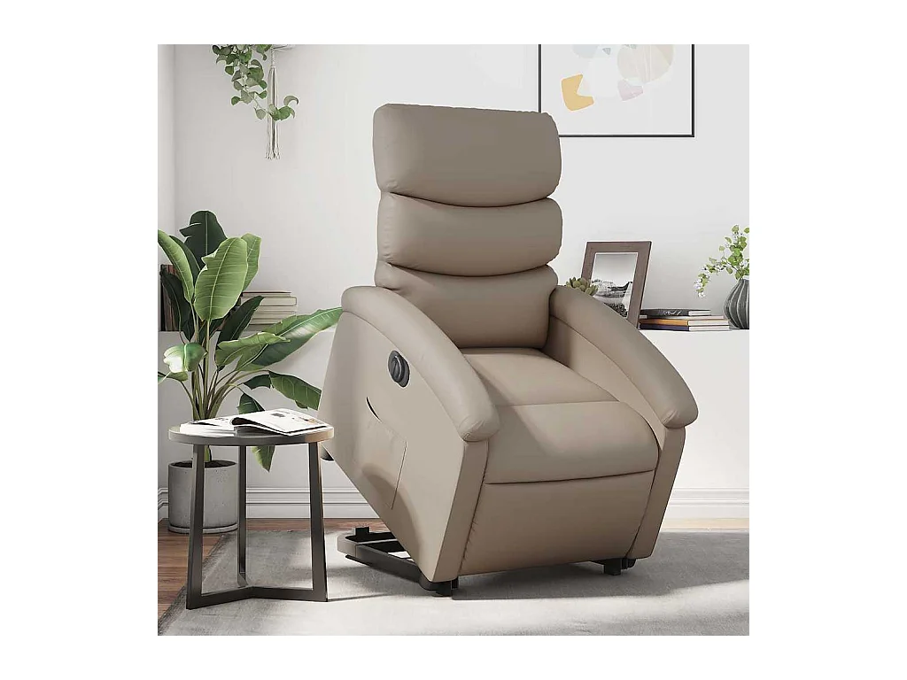 Silla de relax | Sillón elevable eléctrico cuero artificial capuchino SHL2303