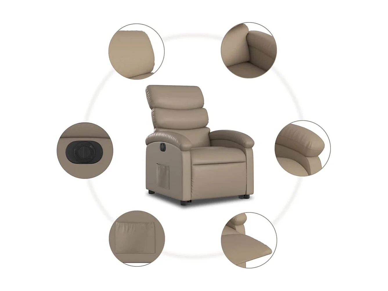 Silla de relax | Sillón elevable eléctrico cuero artificial capuchino SHL2303