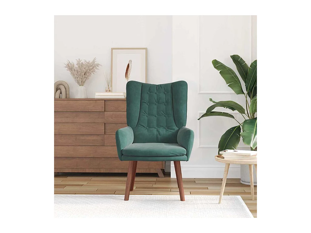 Fauteuil Salon-Chaise de relax Vert foncé 63x67x94 cm Velours SHL4615