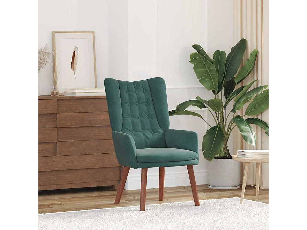 Relaxstoel | Ontspanningsstoel Donkergroen 63 x 67 x 94 cm Fluweel