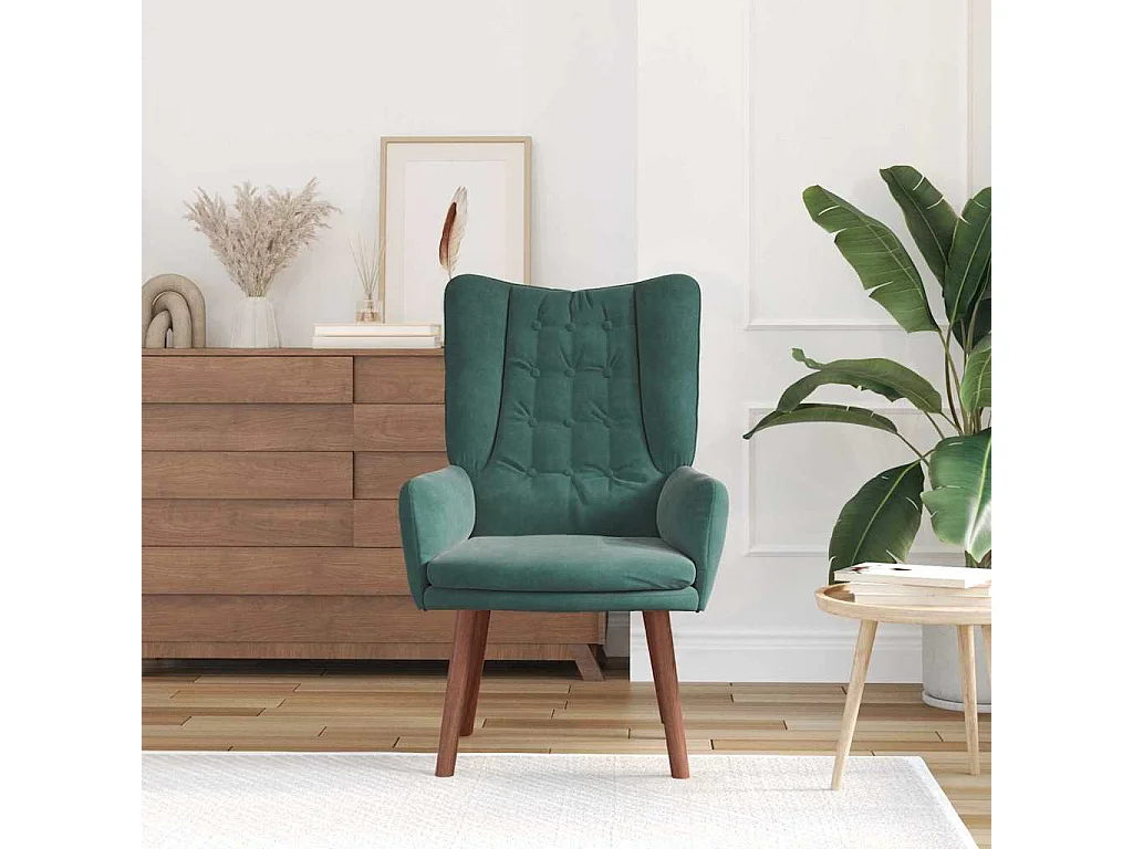 Relaxstoel | Ontspanningsstoel Donkergroen 63 x 67 x 94 cm Fluweel