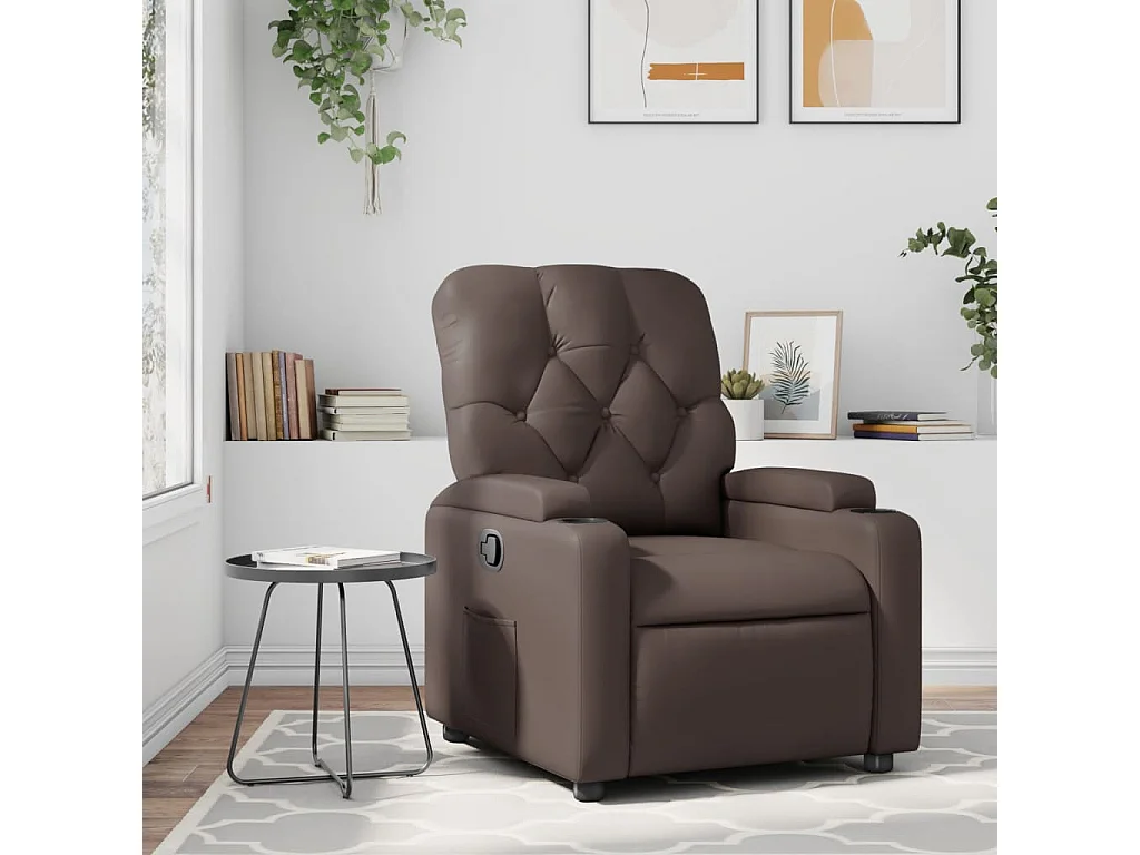 Relaxsessel | Lounge Sessel für Wohnzimmer Braun Kunstleder SHL84772