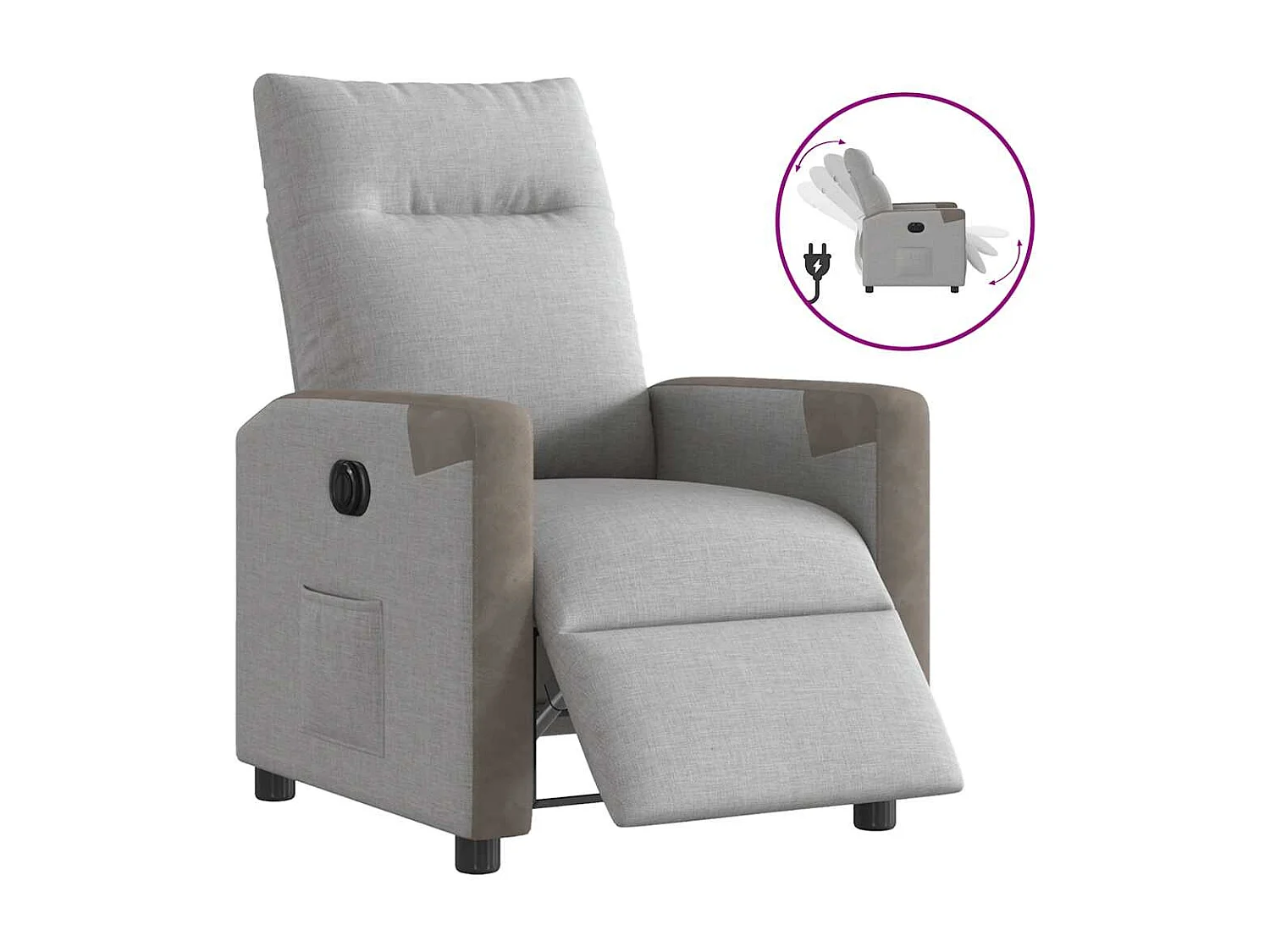 Fauteuil inclinable électrique-Chaise de relax-Fauteuil TV gris nuage tissu SHL2384