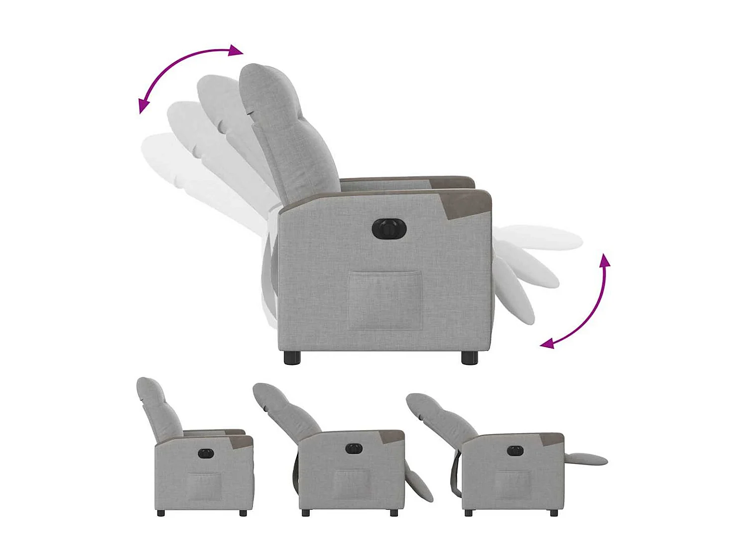 Fauteuil inclinable électrique-Chaise de relax-Fauteuil TV gris nuage tissu SHL2384