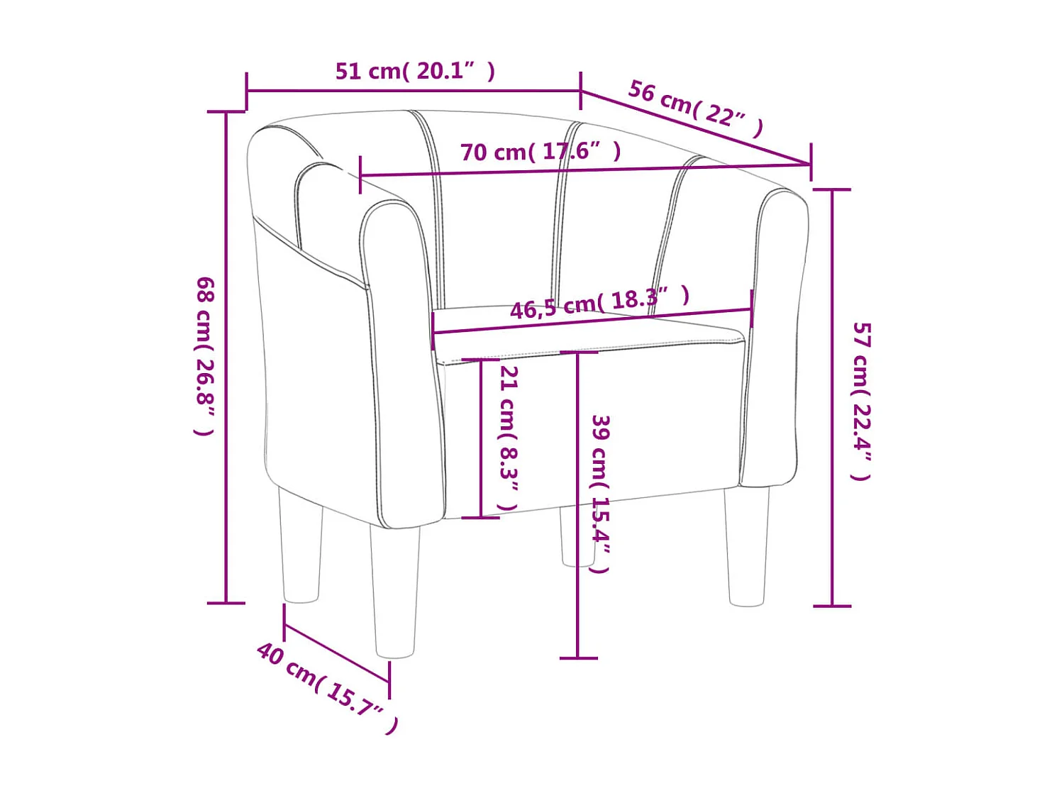 Fauteuil de Salon-Chaise cabriolet violet tissu SHL3060