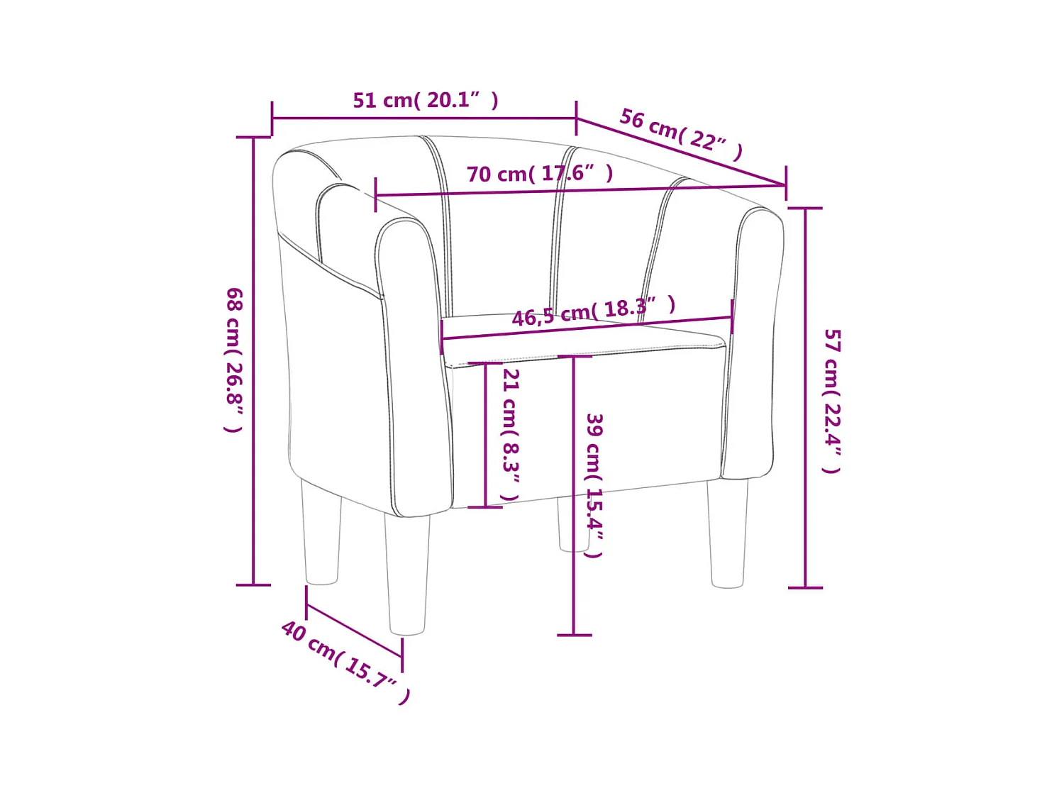 Sillón de salón | Silla de relax | Sillón de tela morado SHL8743