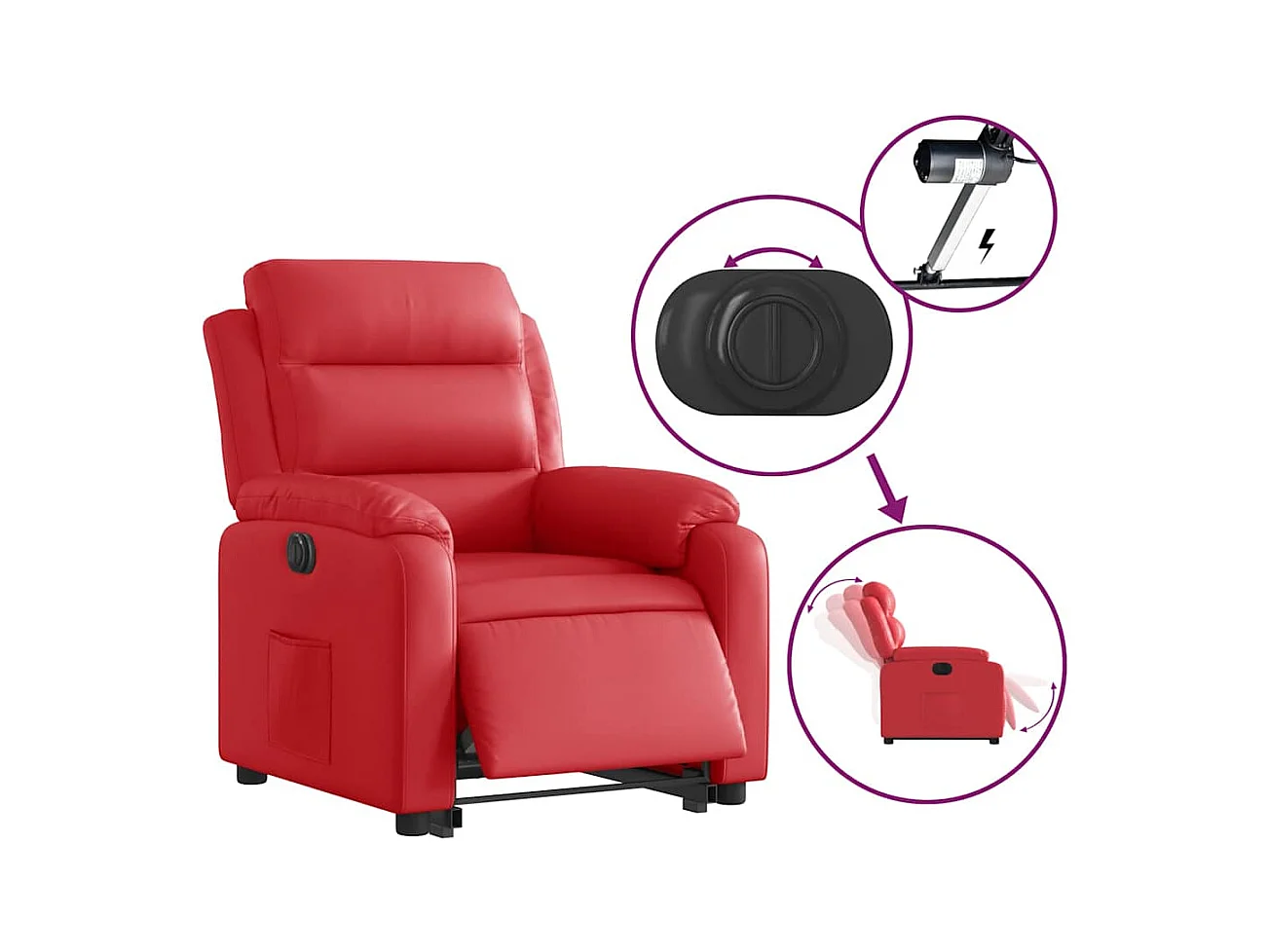 Poltrona Confortável | Poltrona reclinável elevatória elétrica couro artif. vermelho SHL659986