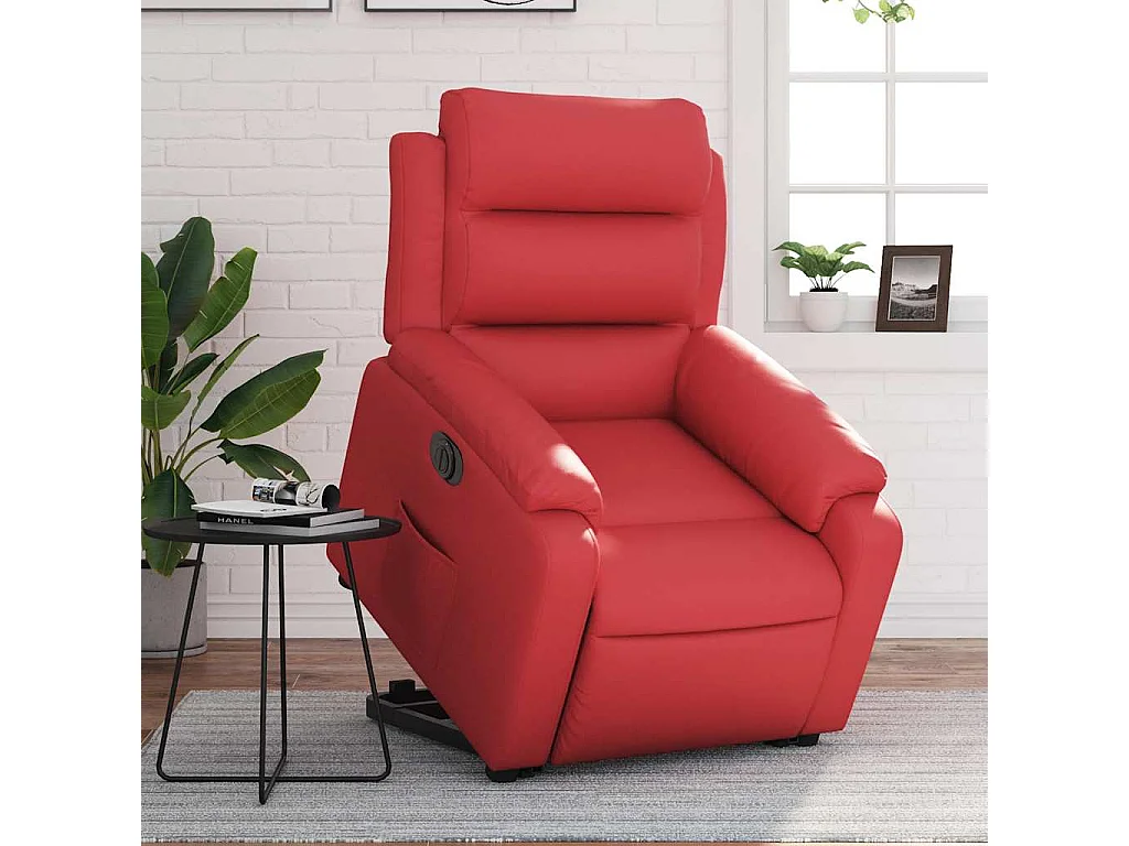 Relaxsessel mit Aufstehhilfe Elektrisch | Lounge Sessel indoor Rot Kunstleder SHL38932