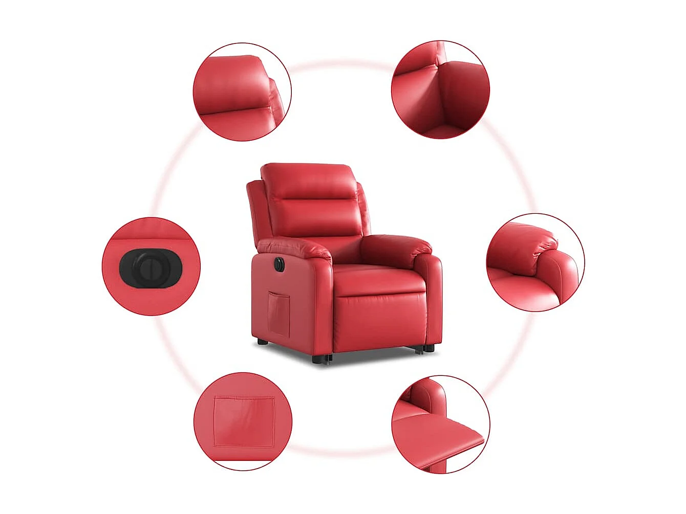 Relaxsessel mit Aufstehhilfe Elektrisch | Lounge Sessel indoor Rot Kunstleder SHL38932