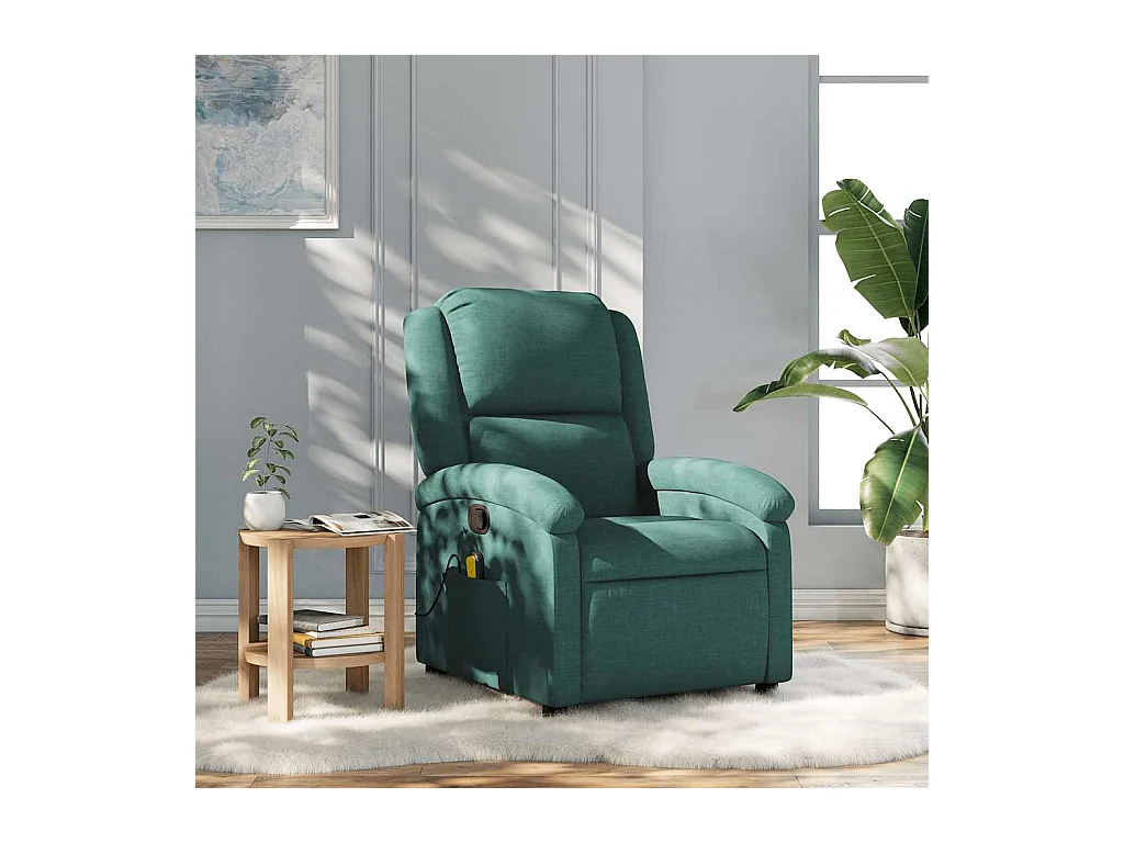 Sillón de salón | Silla | Sillón de masaje reclinable de tela verde oscuro SHL8387