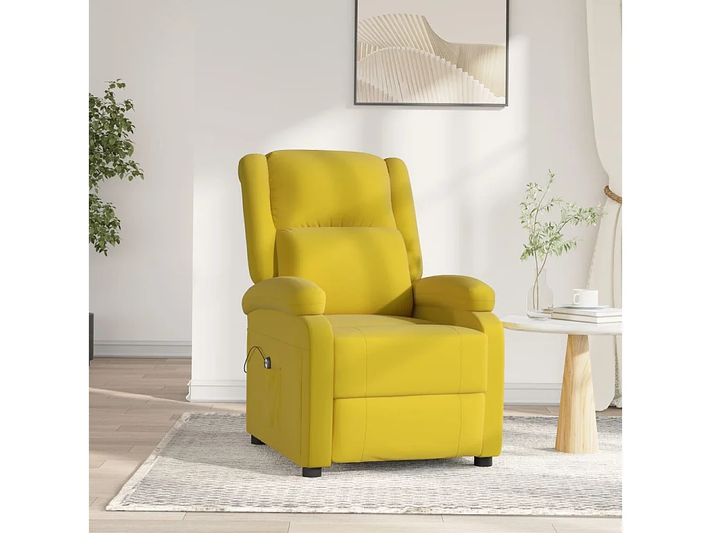 Fauteuil inclinable électrique-Chaise de relax-Fauteuil salon jaune velours SHL953