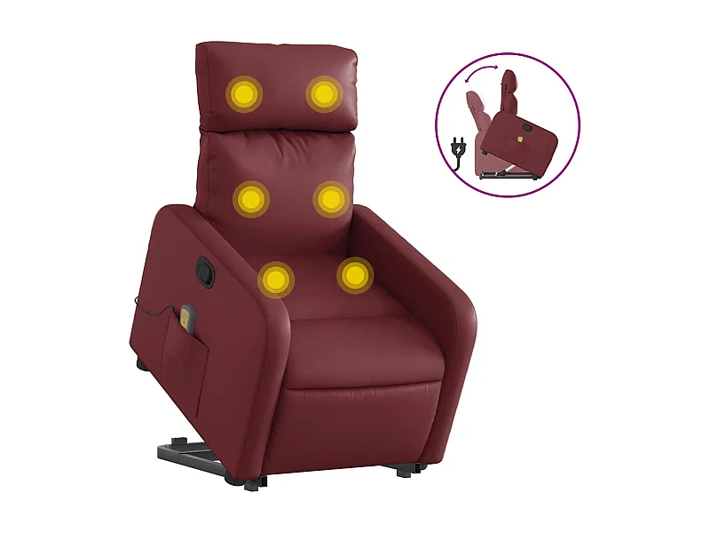Fauteuil inclinable-Chaise de relax-Fauteuil de Massage Rouge bordeaux Similicuir SHL3821