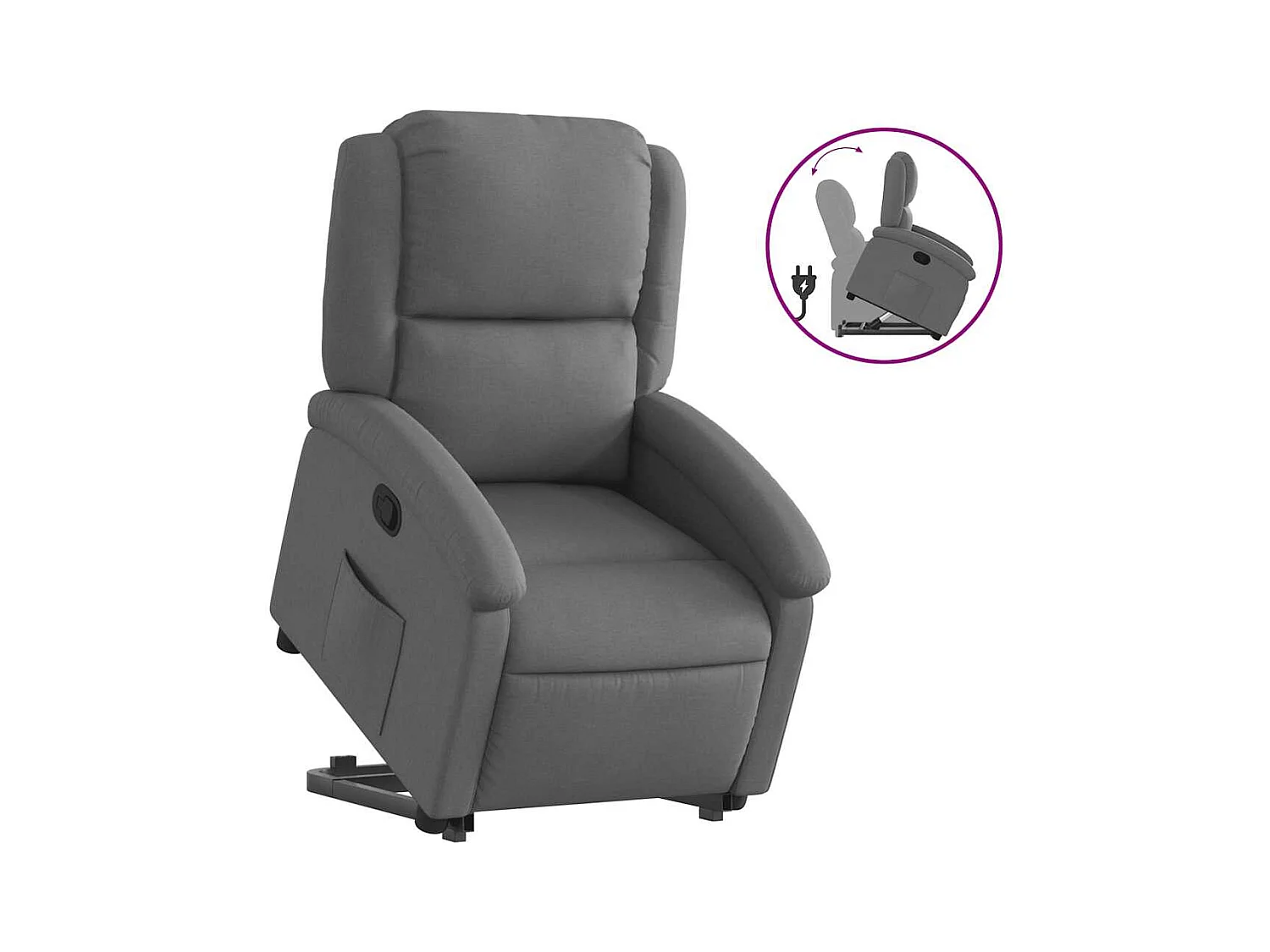 Fauteuil inclinable-Chaise de relax-Fauteuil salon Gris foncé Tissu SHL4344