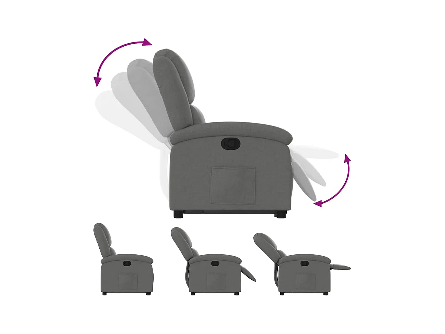 Sillón de relax | Silla | Sillón reclinable elevable de tela gris oscuro SHL9300