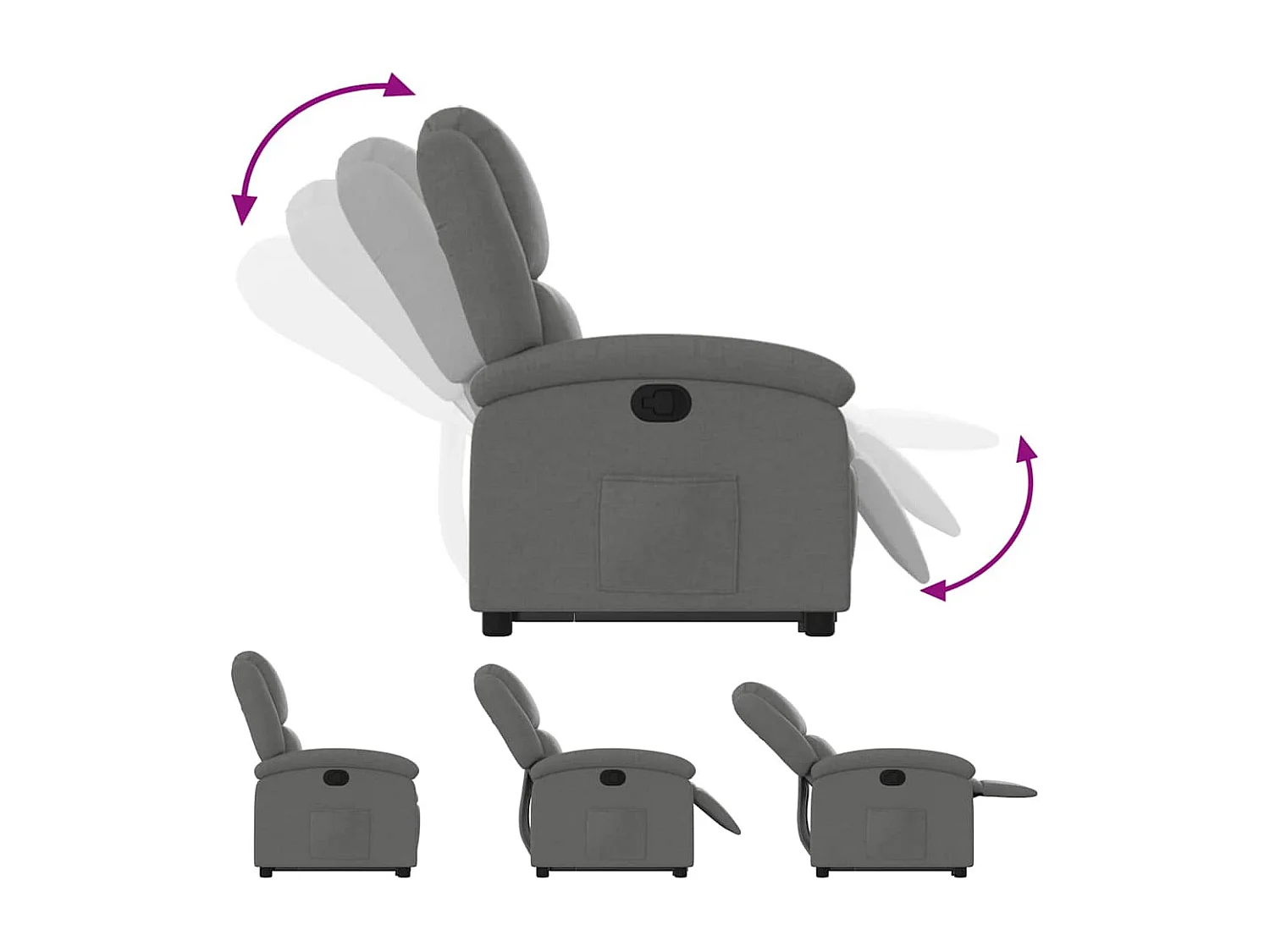 Relaxsessel | Lounge Sessel für Wohnzimmer mit Aufstehhilfe Dunkelgrau Stoff SHL65072