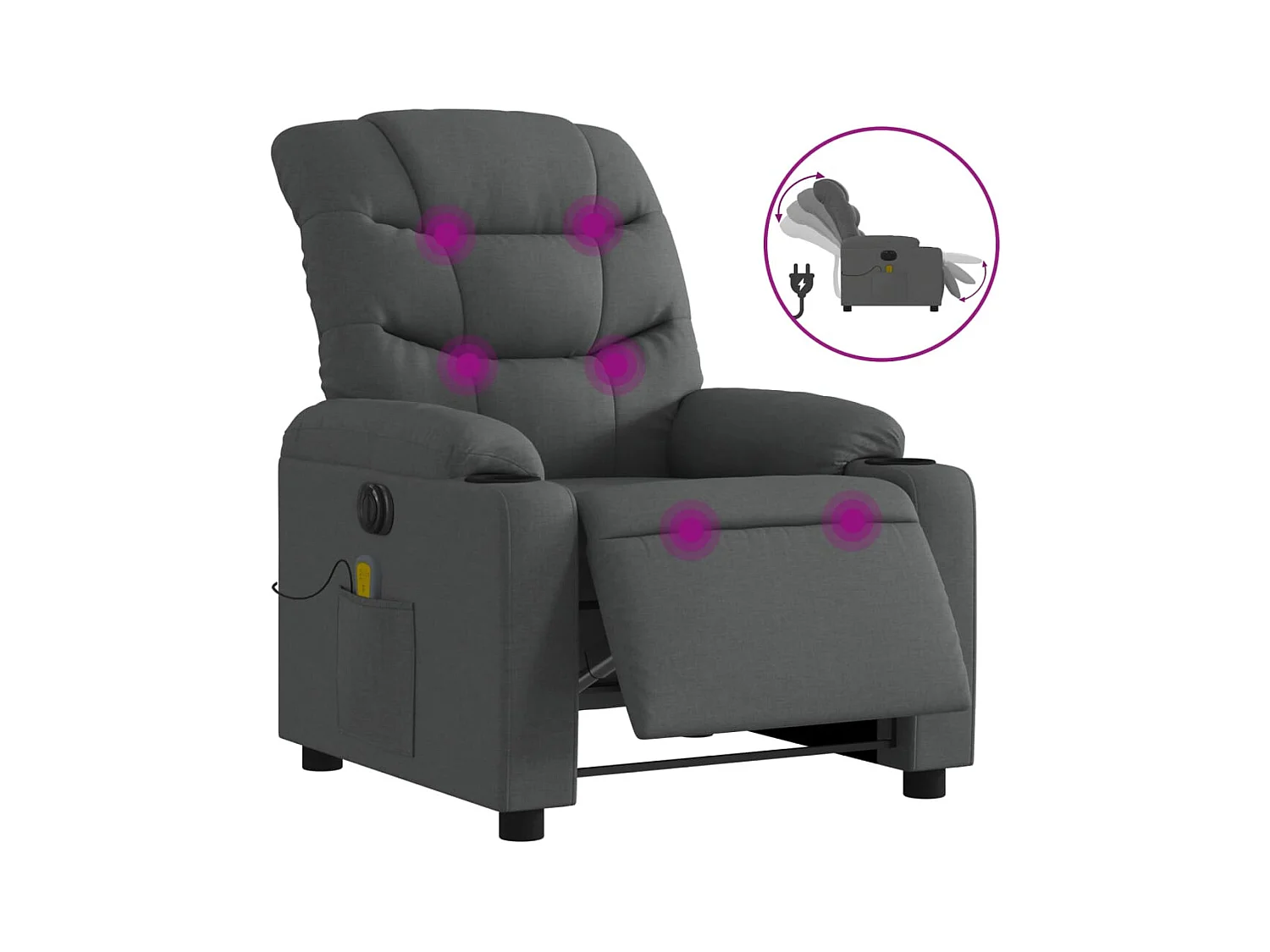 Sillón de relax | Sillón reclinable de masaje eléctrico tela gris oscuro SHL5950