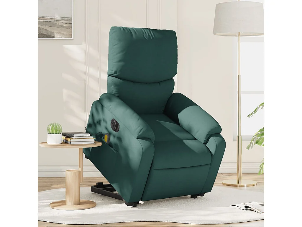 Fauteuil inclinable électrique-Chaise-Fauteuil de Massage Vert foncé Tissu SHL4033
