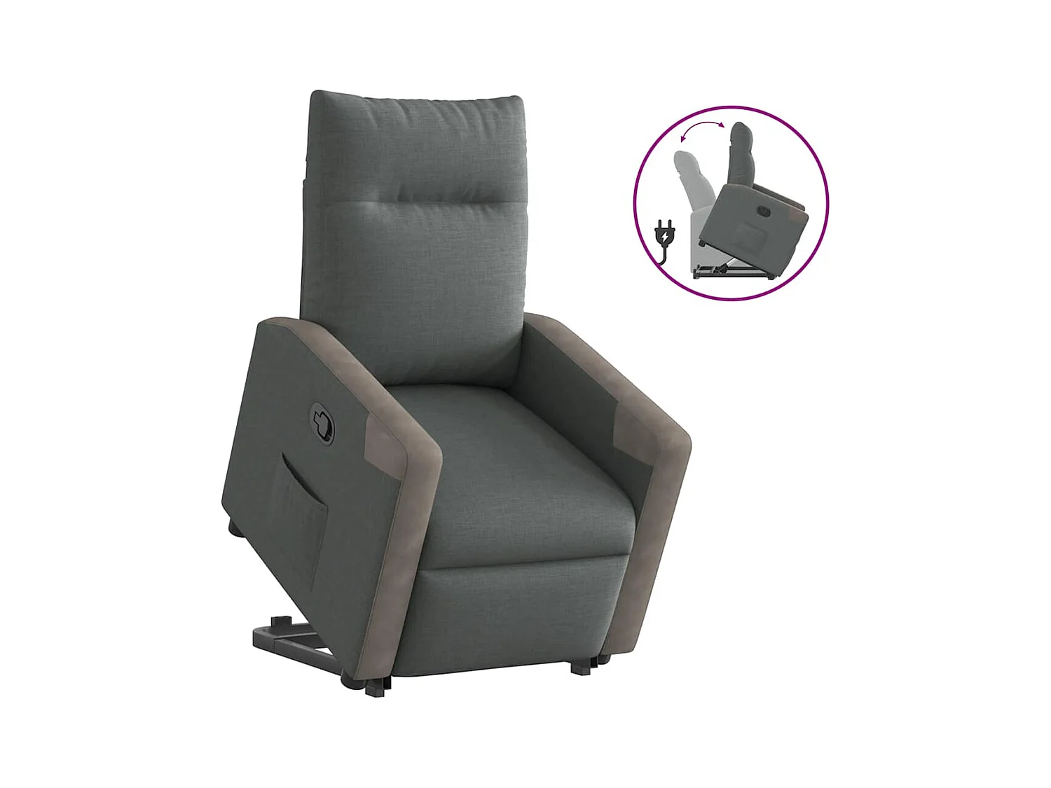 Sillón de relax | Silla | Sillón reclinable elevable de tela gris oscuro SHL7852