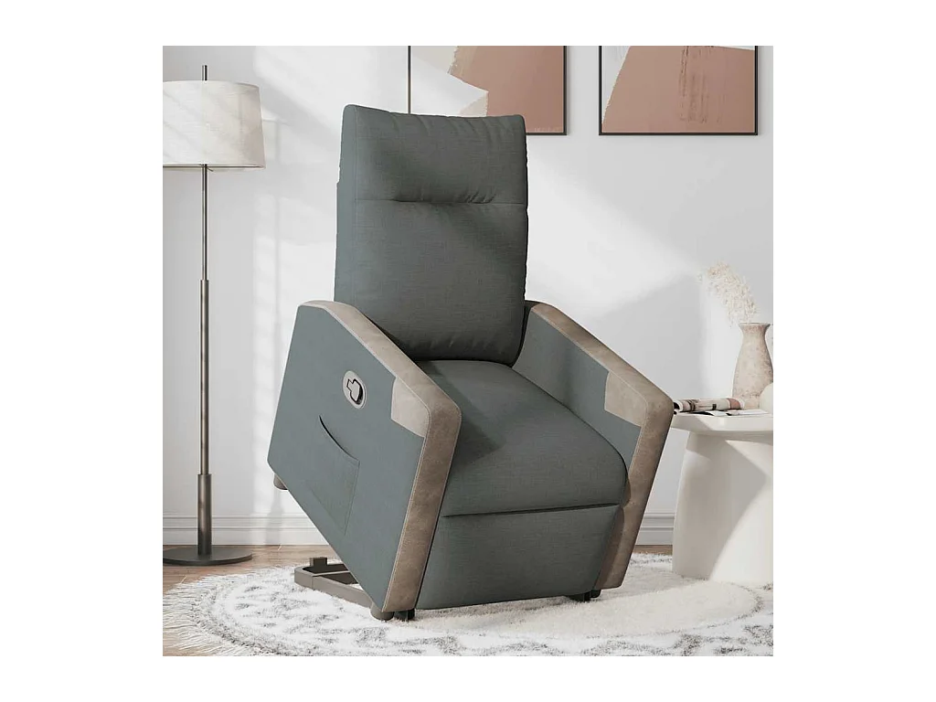 Sillón de relax | Silla | Sillón reclinable elevable de tela gris oscuro SHL7852