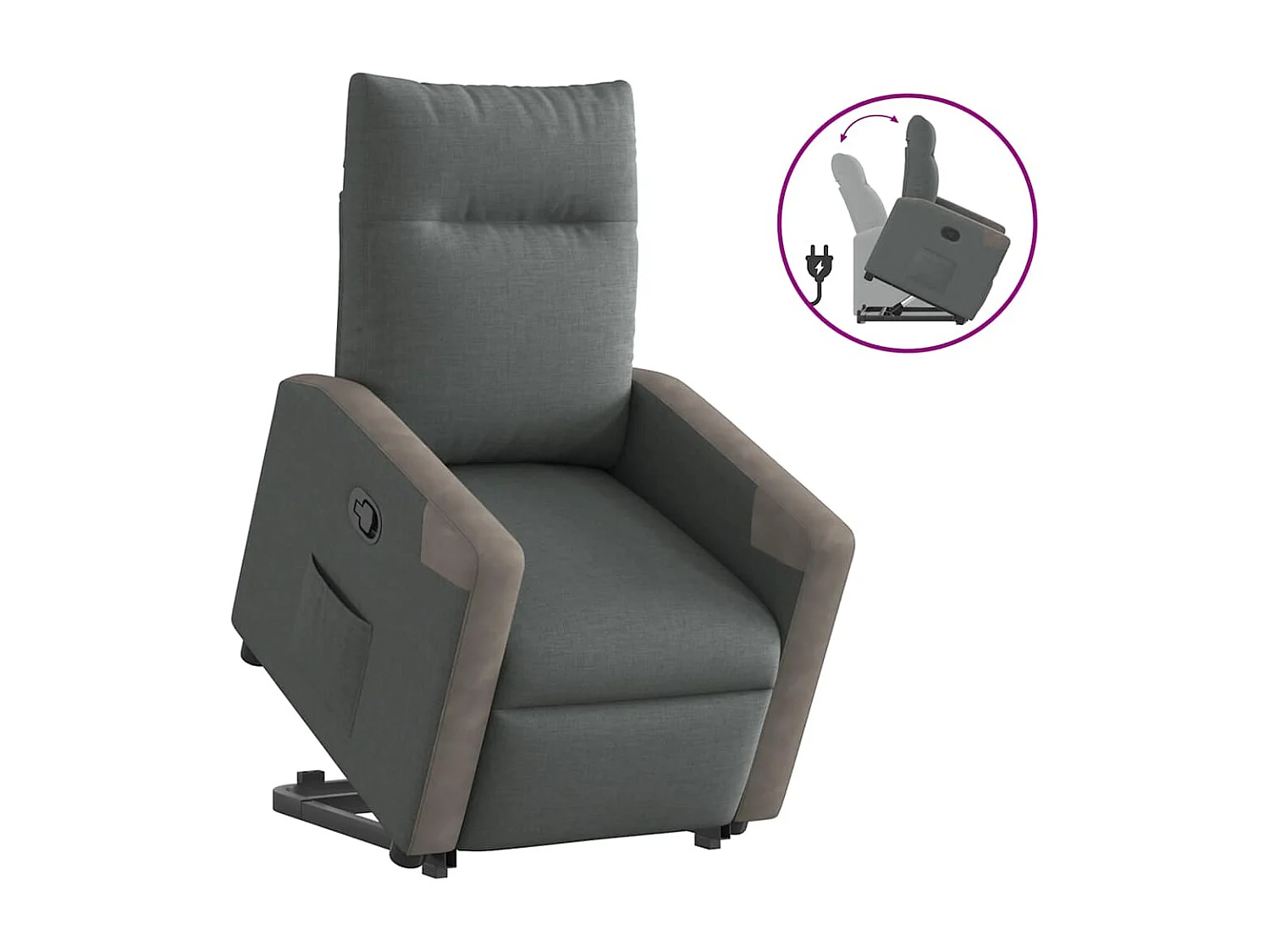Fauteuil inclinable-Chaise de relax-Fauteuil TV Gris foncé Tissu SHL1091
