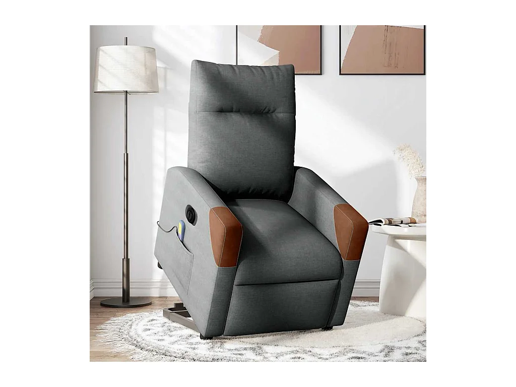 Fauteuil inclinable électrique-Chaise de relax-Fauteuil de Massage Gris foncé Tissu SHL2391