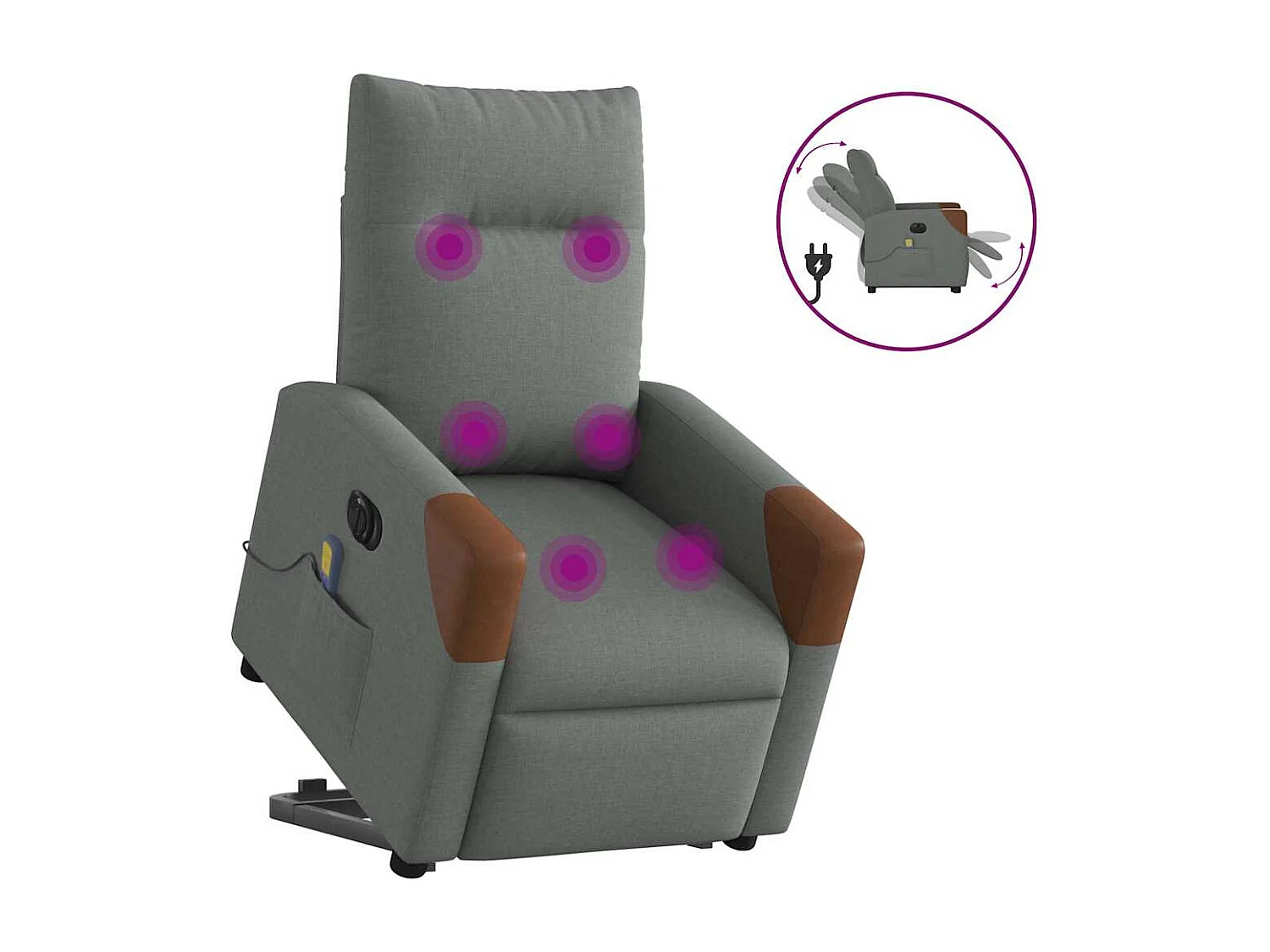Fauteuil inclinable électrique-Chaise de relax-Fauteuil de Massage Gris foncé Tissu SHL2391