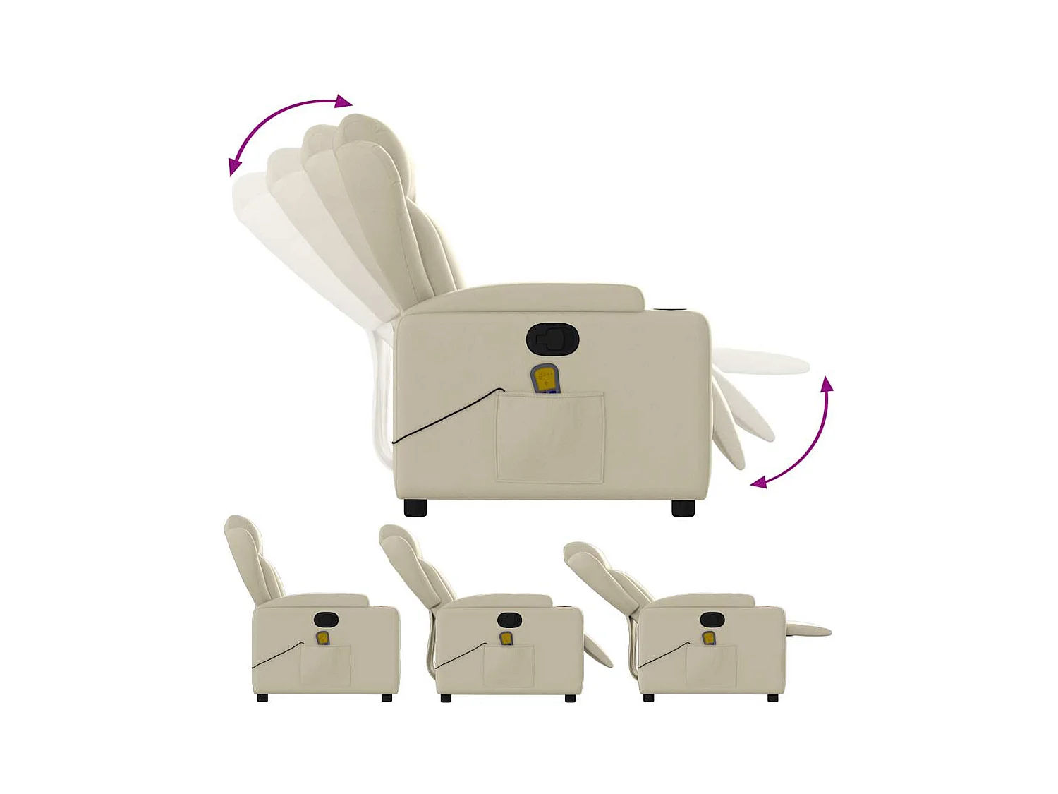 Fauteuil inclinable-Chaise de relax-Fauteuil de Massage crème similicuir SHL2273