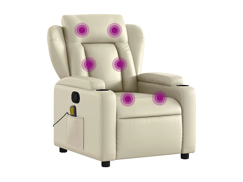 Massagestoel van kunstleer in crèmekleur