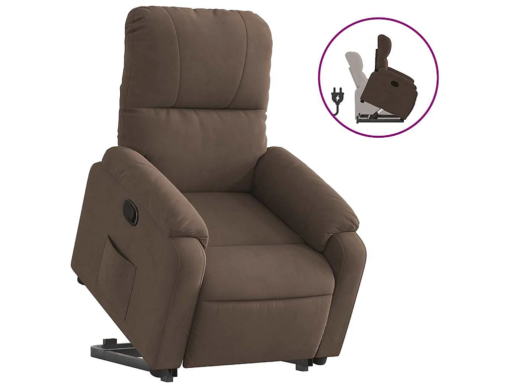 Fauteuil inclinable-Chaise de relax-Fauteuil salon marron tissu microfibre SHL3994