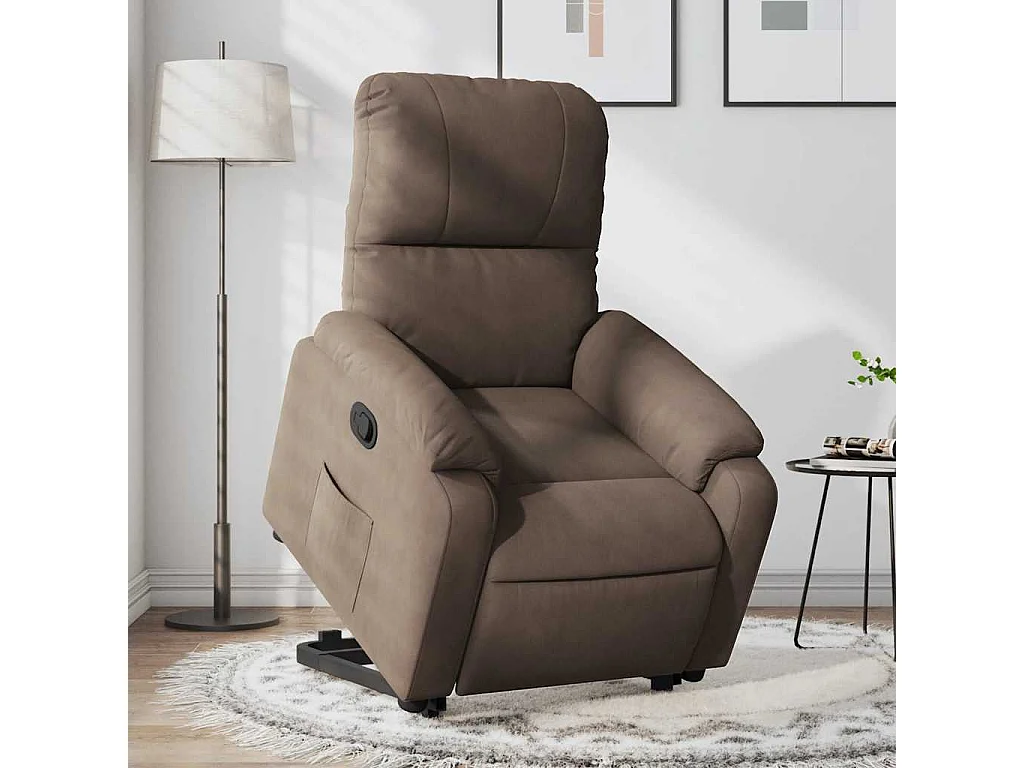 Fauteuil inclinable-Chaise de relax-Fauteuil salon marron tissu microfibre SHL3994
