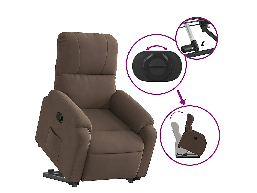 Fauteuil inclinable-Chaise de relax-Fauteuil salon marron tissu microfibre SHL3994