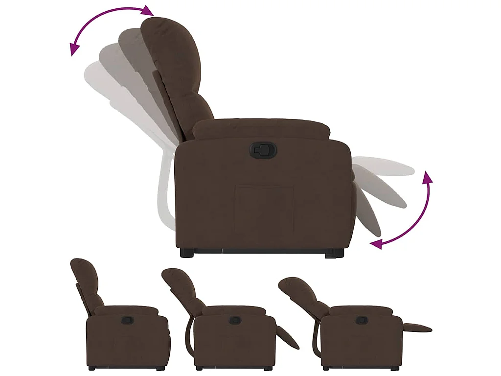 Fauteuil inclinable-Chaise de relax-Fauteuil salon marron tissu microfibre SHL3994