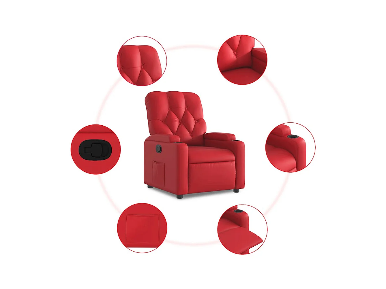 Sillón de relax | Sillón reclinable de cuero sintético rojo SHL4770