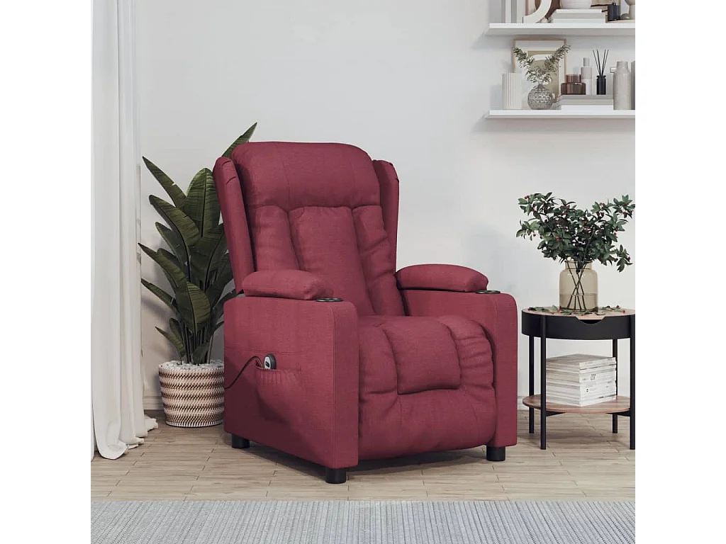 Relaxsessel Elektrisch | Lounge Sessel indoor Weinrot Stoff SHL75384