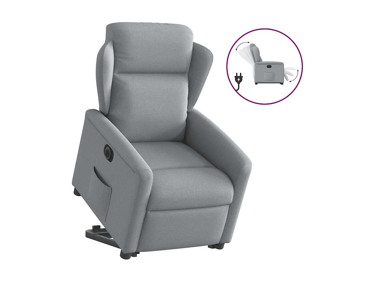 Fauteuil inclinable électrique-Chaise de relax-Fauteuil TV gris clair tissu SHL4797