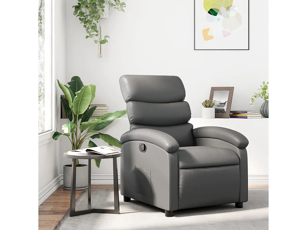Stoel | Relaxfauteuil | Relaxstoel grijs kunstleer