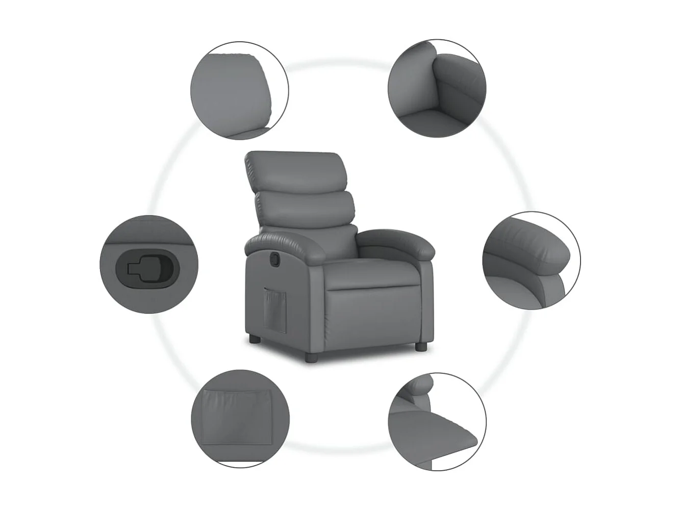 Stoel | Relaxfauteuil | Relaxstoel grijs kunstleer