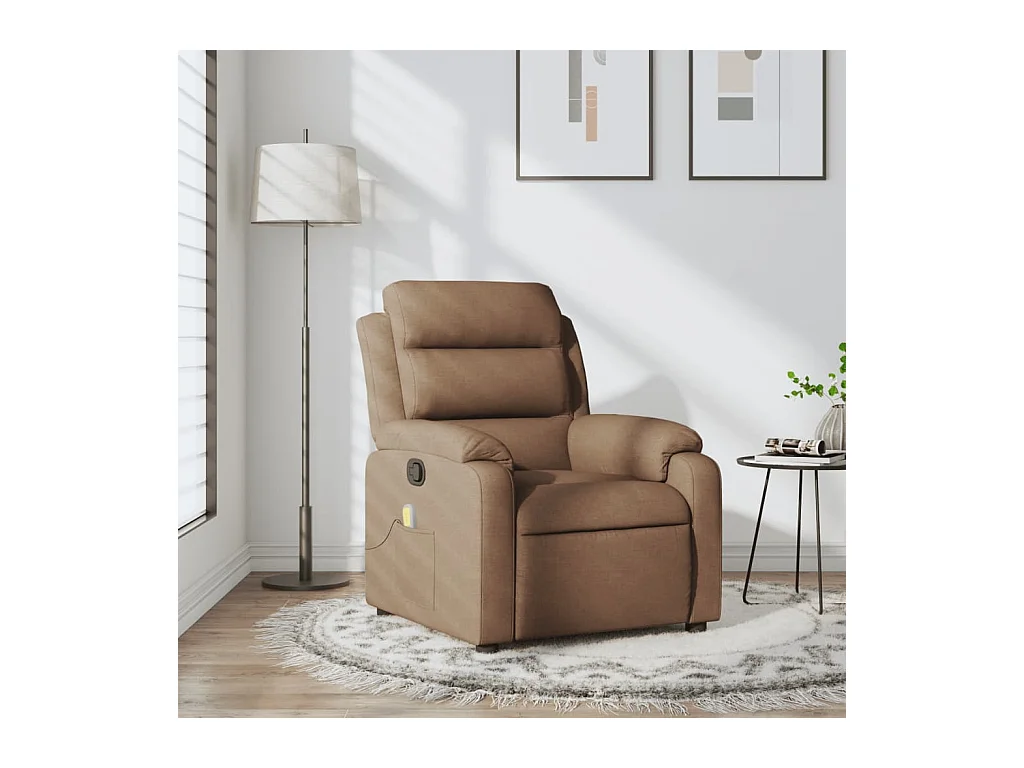 Sillón de relax | Sillón reclinable con masaje de tela marrón SHL5453
