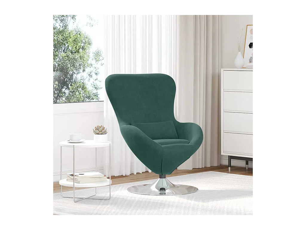 Sillón de relax | Sillón huevo Verde oscuro 63x73x90 cm Terciopelo SHL6770