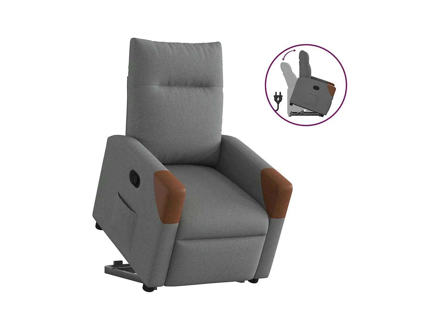 Poltrona Confortável | Poltrona reclinável elevatória tecido cinzento-escuro SHL757023