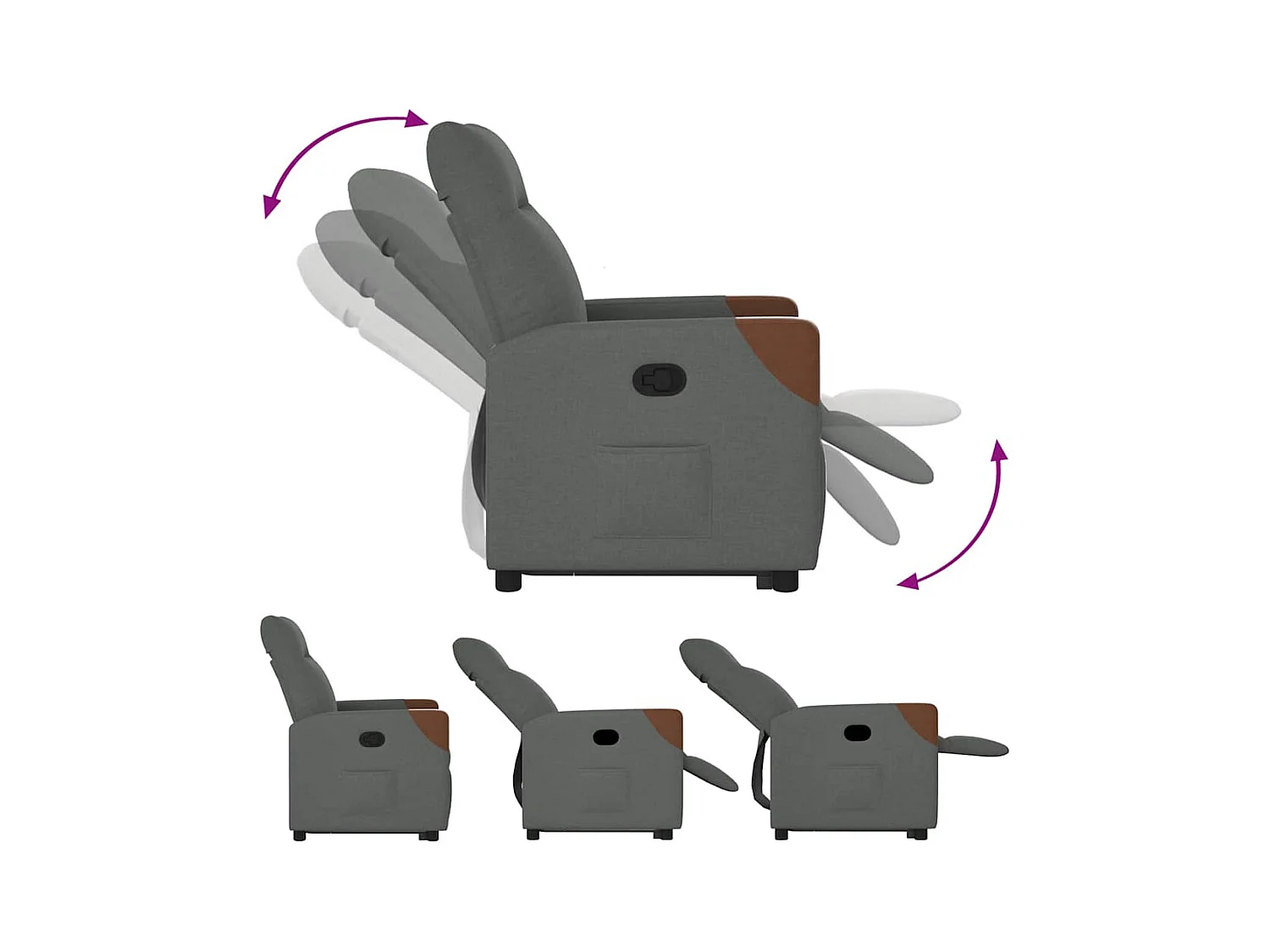 Poltrona Confortável | Poltrona reclinável elevatória tecido cinzento-escuro SHL757023