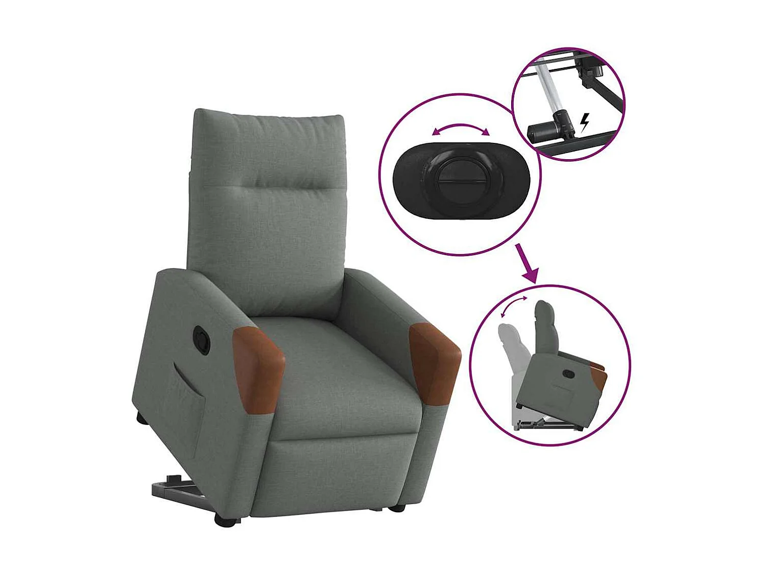 Fauteuil inclinable-Chaise de relax-Fauteuil TV Gris foncé Tissu SHL2628