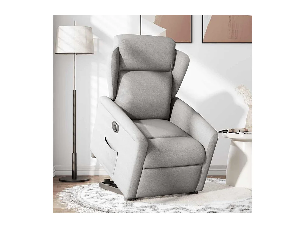 Silla de relax | Sillón eléctrico reclinable elevable de tela gris nube SHL4384