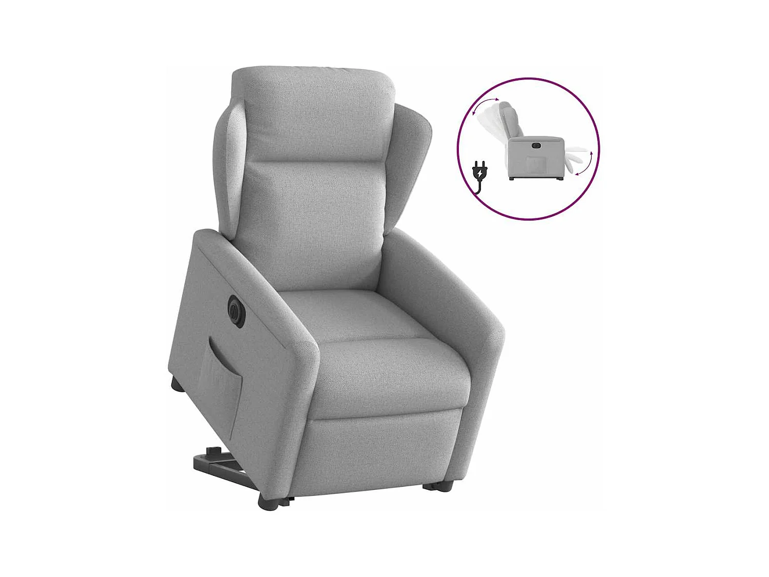 Silla de relax | Sillón eléctrico reclinable elevable de tela gris nube SHL4384