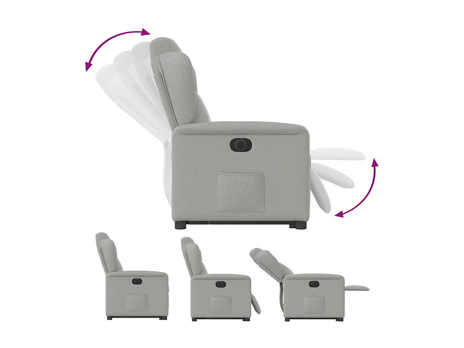 Silla de relax | Sillón eléctrico reclinable elevable de tela gris nube SHL4384