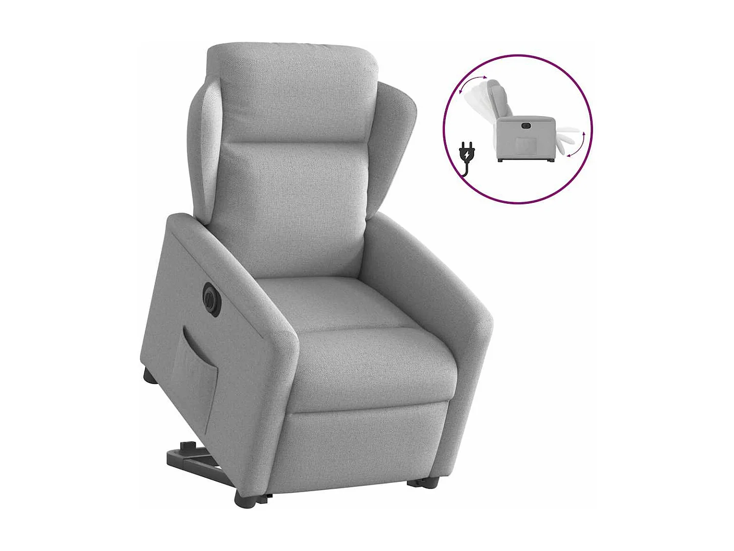 Silla de relax | Sillón eléctrico reclinable elevable de tela gris nube SHL4384