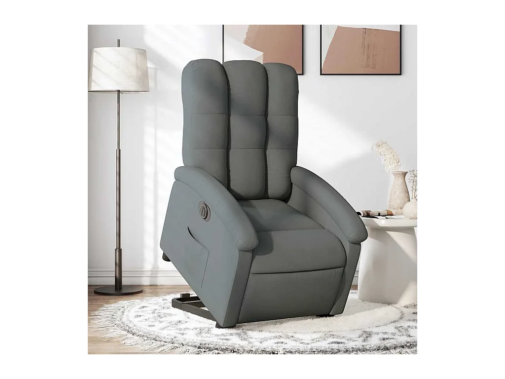 Poltrona Confortável | Poltrona reclinável elevatória elétrica tecido cinzento-escuro SHL350785