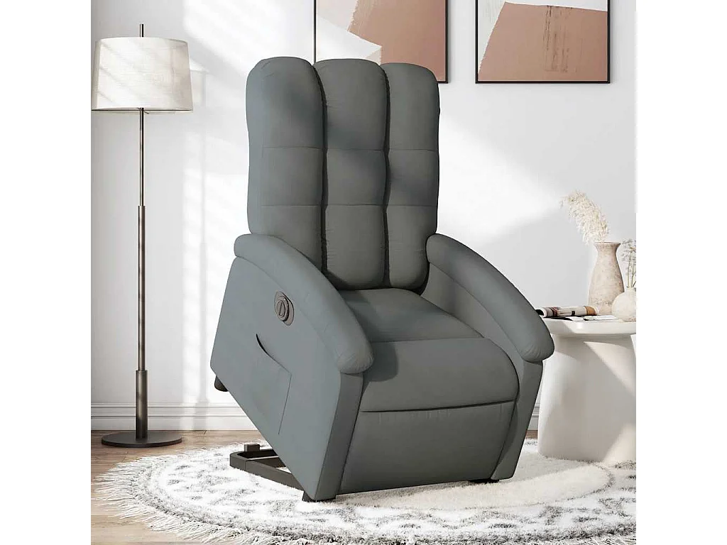 Relaxsessel mit Aufstehhilfe Elektrisch | Lounge Sessel indoor Dunkelgrau Stoff SHL63721